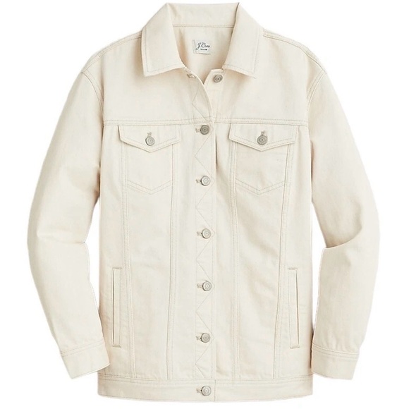 J. Crew Relaxed Denim Jacket Ecru Size L - Picture 4 of 10